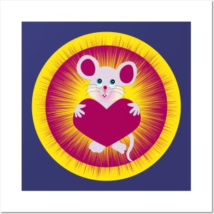 Little mouse gives you a heart Posters and Art